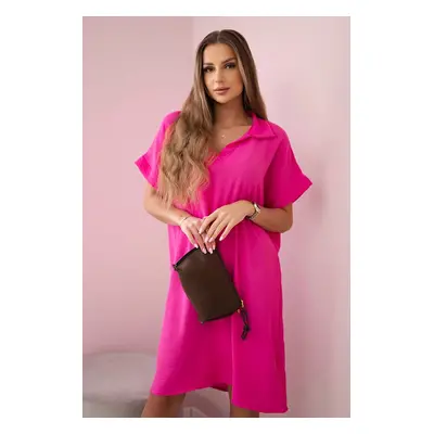 Kesi Włoski V-neck dress with collar pink