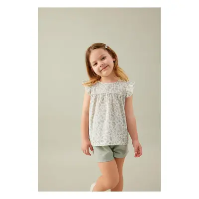 DEFACTO Baby Girl Floral Blouse Shorts Poplin 2-Piece Set