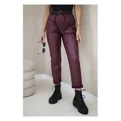 Kesi Włoski Waxed trousers with a belt burgundy