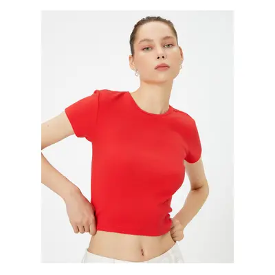 Koton Crop Basic T-Shirt Short Sleeve Round Neck Cotton