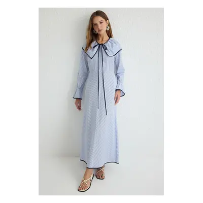 Trendyol Blue Collar Piping Detailed Woven Dress