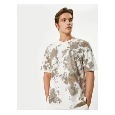 Koton Oversize T-Shirt Tie-Up Patterned Short Sleeve Crew Neck Cotton