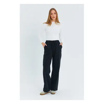 Trendyol Black Pocket Detailed Denim Look Wide Leg Trousers