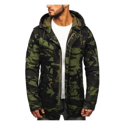 Men's Spring Parka with Hood - Khaki