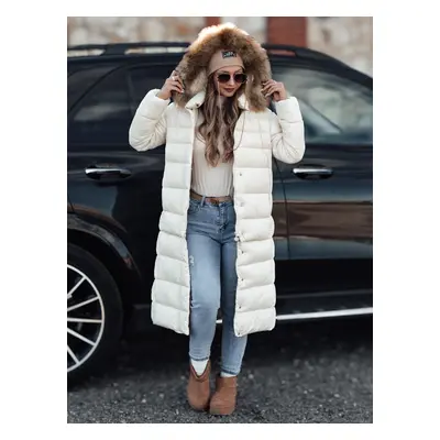 Women&#039;s winter quilted jacket with hood CROMBILA white Dstreet