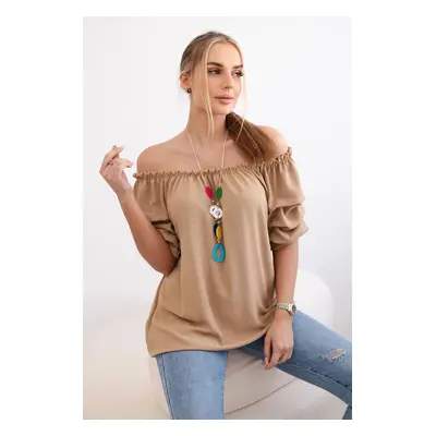 Spanish blouse with decorative sleeves Camel