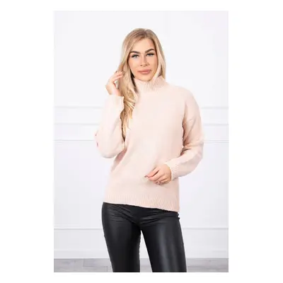 High-neckline sweater dark powder pink