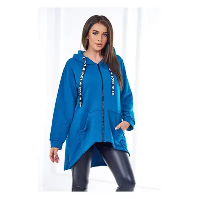 Kesi Sweatshirt with longer back and hood marine