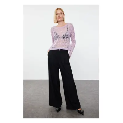 Trendyol Lilac Soft Textured Openwork/Perforated Fine Knitwear Sweater