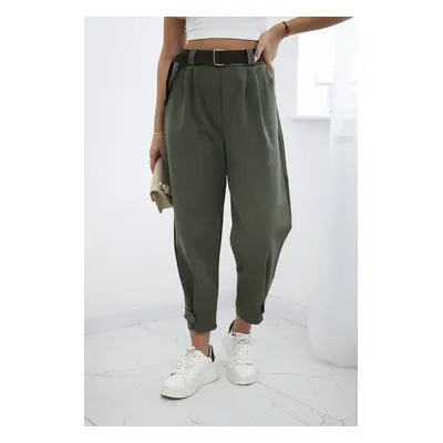 Włoski Punto trousers with leg closure khaki