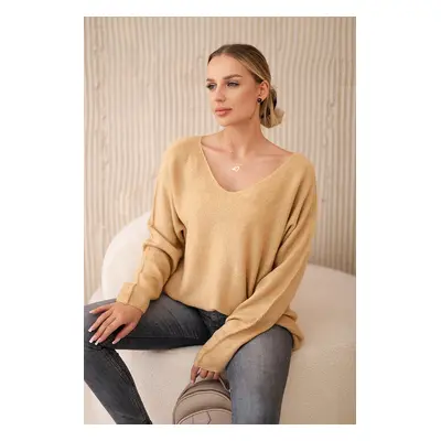 Kesi Włoski V-neck sweater dark camel