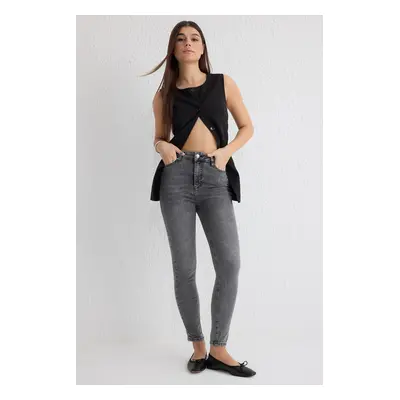 Trendyol Gray High Waist Skinny Jeans