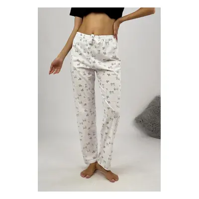 80156 Dewberry Women Pyjama Bottom-WHITE