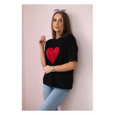 marka niezdefiniowana Cotton blouse with a heart print black