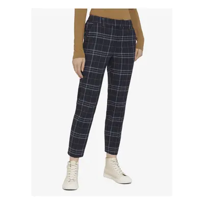 Dark blue women's checkered cropped trousers Tom Tailor Denim - Women's