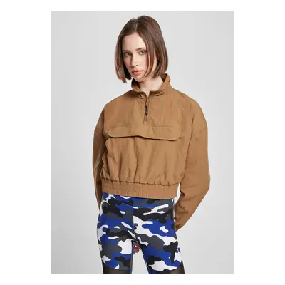 Women's Crinkle Nylon Pull Over Midground Cropped Jacket