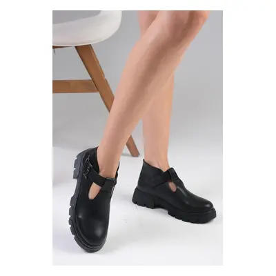 Mio Gusto Norma Black Women's Loafers with Thick Soles