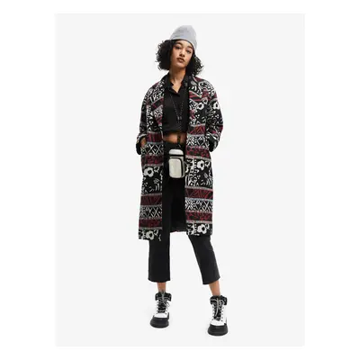 Black Women Patterned Coat Desigual Dev - Women