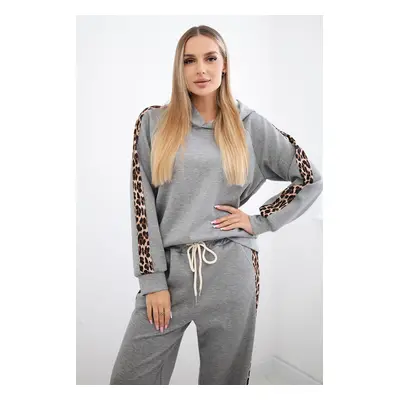 Kesi Włoski Viscose set with leopard stripes grey