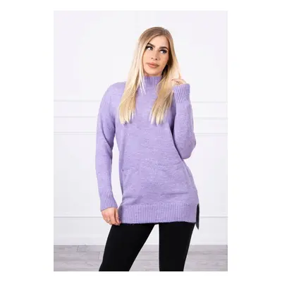 Sweater with stand-up collar purple