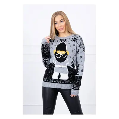 Christmas sweater with Santa Claus gray