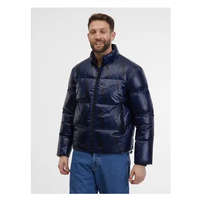 Dark Blue Men's Patterned Quilted Jacket Armani Exchange Giacca - Men's