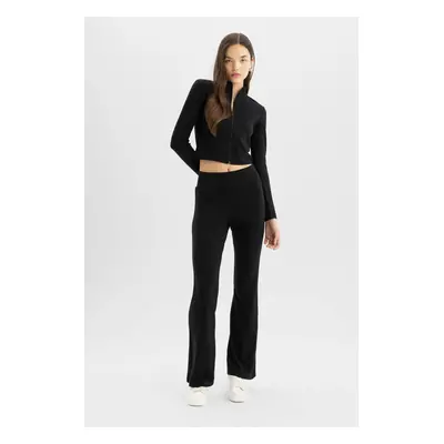 DEFACTO Cool Flare Fit Ribbed Basic Trousers