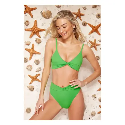 Trendyol Green Knotted High Waist Brazilian Bikini Bottom