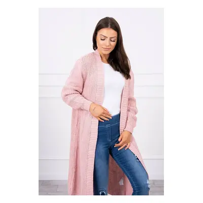 Long sweater powder pink cardigan