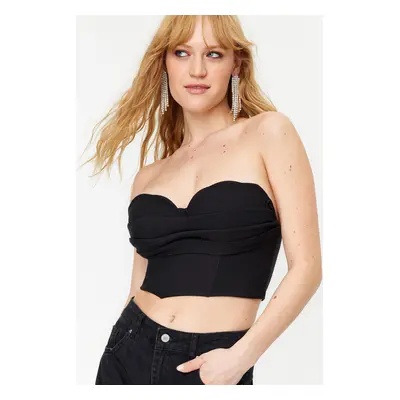 Trendyol Black Crop Woven Bustier