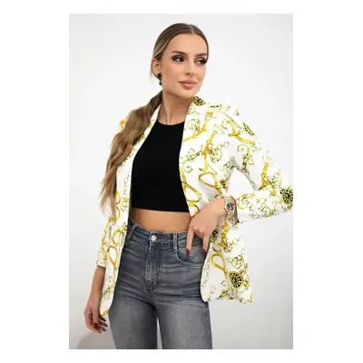 Turecki Cotton jacket with a colorful print ecru+yellow