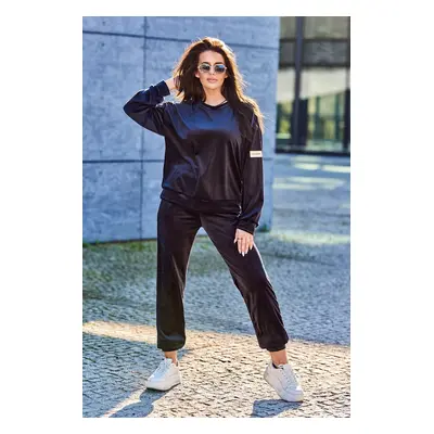 Velour set sweatshirt + trousers dark blue