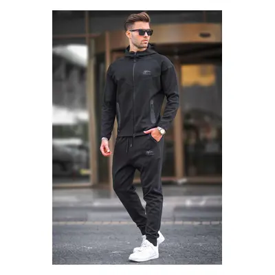 Madmext Hooded Black Men's Tracksuit