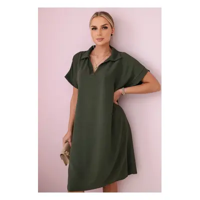 Kesi Włoski V-neck dress with collar khaki