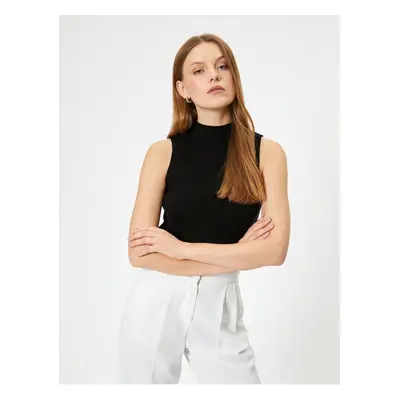 Koton Stand Collar Ribbed Basic Sleeveless Knitwear Top