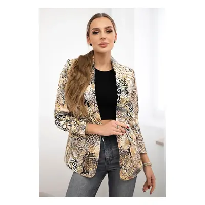 Turecki Cotton jacket with a colorful print beige