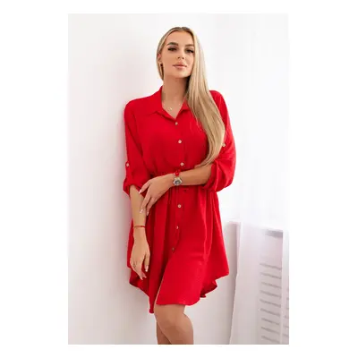 Kesi Włoski Dress with button closure and tie at the waist red