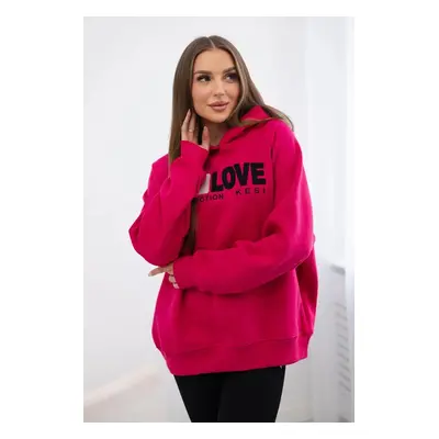 Cotton insulated hoodie in fuchsia