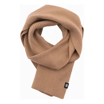 Ombre Men's monochromatic ribbed knit scarf - light brown