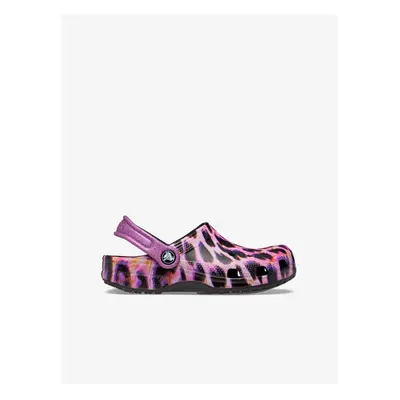 Purple Girls' Slippers with Animal Pattern Crocs - Girls