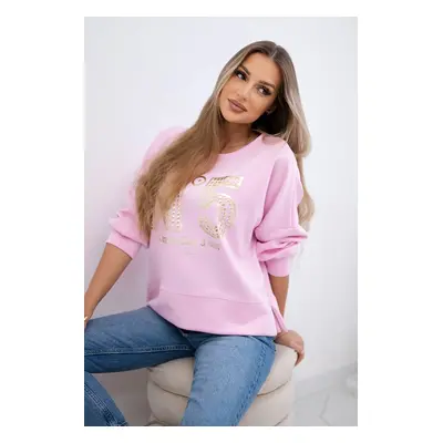 Kesi Włoski Printed sweatshirt buttery fabric light pink