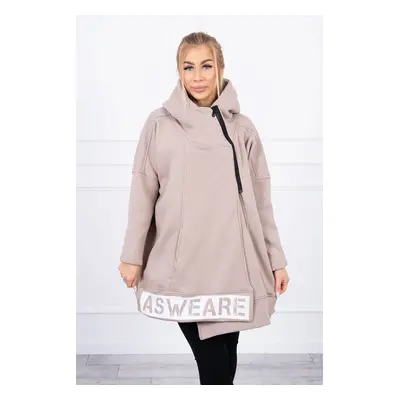 Beige insulated sweatshirt with zipper