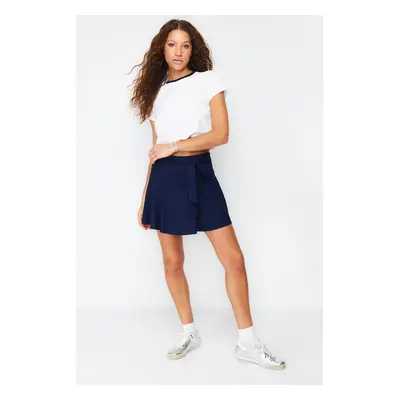 Trendyol Navy Blue High Waist Mini Knitted Shorts Skirt