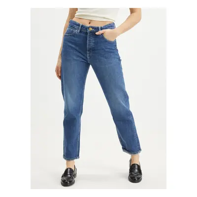 Blue Women's Cropped Straight Fit Jeans Lee Carol - Women