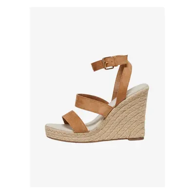 Brown wedge sandals in suede finish ONLY Amelia - Women