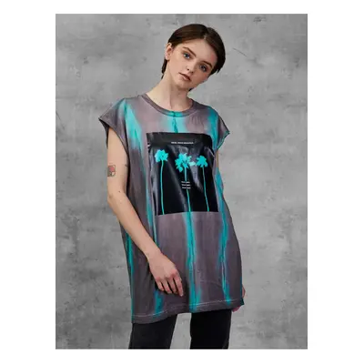 Blue-gray women's patterned elongated T-shirt Diesel - Women