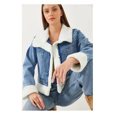 Bianco Lucci Women's Plush Denim Jacket