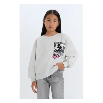 DEFACTO Girls Disney Mickey & Minnie Relax Fit Crew Neck Sweatshirt