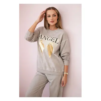 Kesi Włoski Cotton set Angel sweatshirt + pants beige