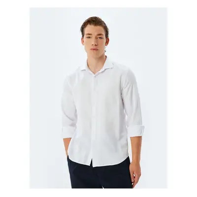 Koton Classic Shirt Long Sleeve Half Italian Collar Cotton Blend